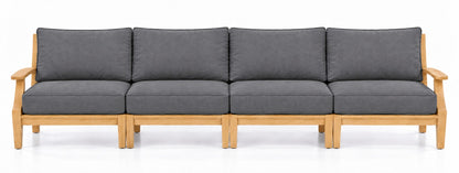 Mila Teak Outdoor 4-Seat Sofa in Sunbrella 40434 Cast Slate | Jr's Patio San Diego