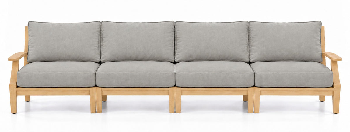 Mila Teak Outdoor 4-Seat Sofa in Sunbrella 5402 Canvas Granite | Jr's Patio San Diego