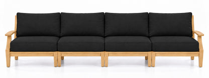 Mila Teak Outdoor 4-Seat Sofa in Sunbrella 5408 Canvas Black | Jr's Patio San Diego