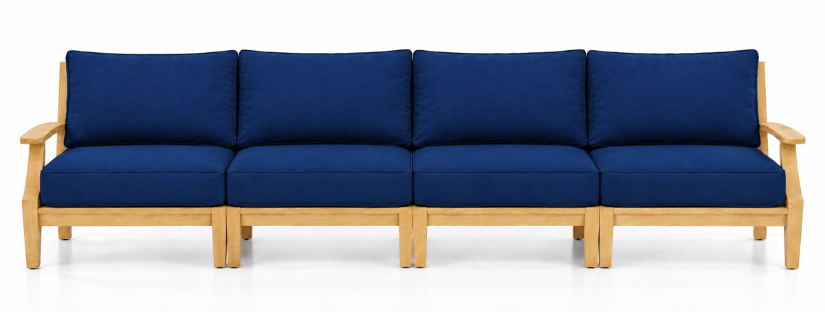 Mila Teak Outdoor 4-Seat Sofa in Sunbrella 5439 Canvas Navy | Jr's Patio San Diego