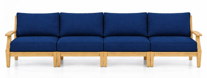 Mila Teak Outdoor 4-Seat Sofa in Sunbrella 5439 Canvas Navy | Jr's Patio San Diego