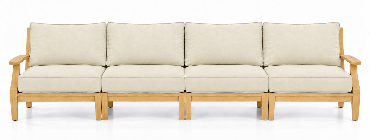 Mila Teak Outdoor 4-Seat Sofa in Sunbrella 5453 Canvas Canvas | Jr's Patio San Diego