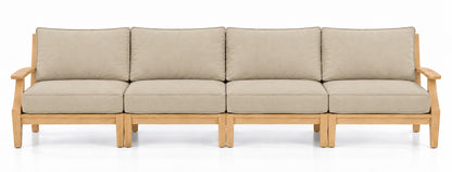 Mila Teak Outdoor 4-Seat Sofa in Sunbrella 5492 Canvas Flax | Jr's Patio San Diego