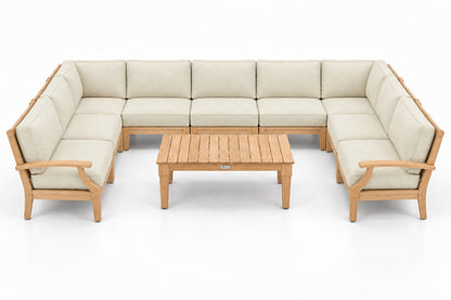 Mila Teak Outdoor U-Shape Sectional – 10 Piece in Sunbrella 5453 Canvas Canvas | Jr's Patio San Diego