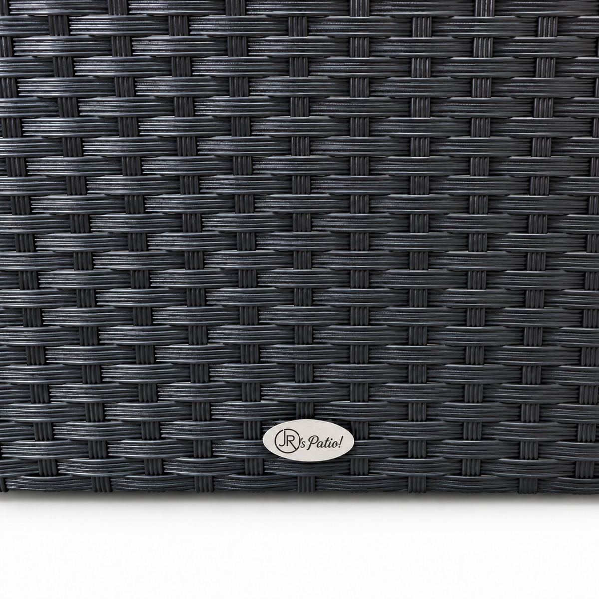 Essential Wicker Loveseat & 2 Chairs Set – Essential Black Wicker Corner Logo Detail | Jr's Patio San Diego