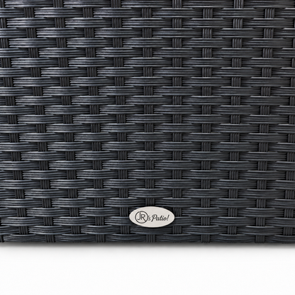 Essential Wicker Sofa – Essential Black Wicker Corner Logo Detail | Jr's Patio San Diego