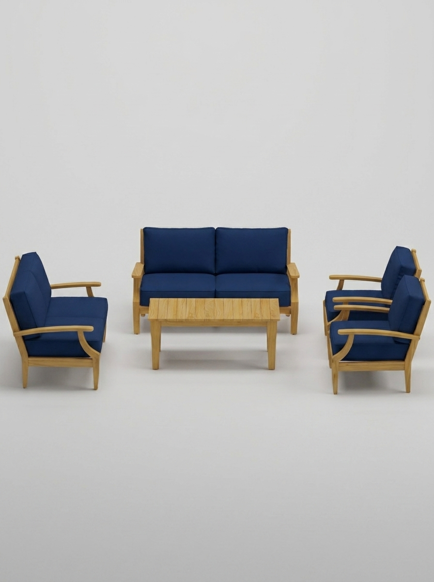 05A Mila 5-Piece Sofa Conversation Set - Canvas Navy - Jrs Patio San Diego