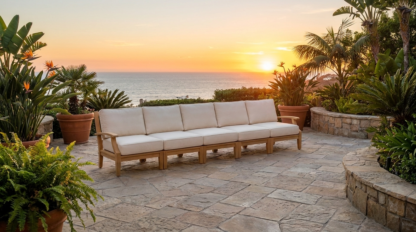 Mila Teak Outdoor 5-Piece Sofa lifestyle
