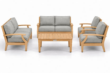 Mila Teak Outdoor Sofa Conversation Set – 5 Piece in Sunbrella 5402 Canvas Granite | Jr's Patio San Diego