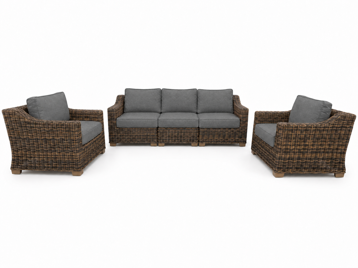 Seacoast – Outdoor Sofa Set in brown wicker, Cast Slate (40434)