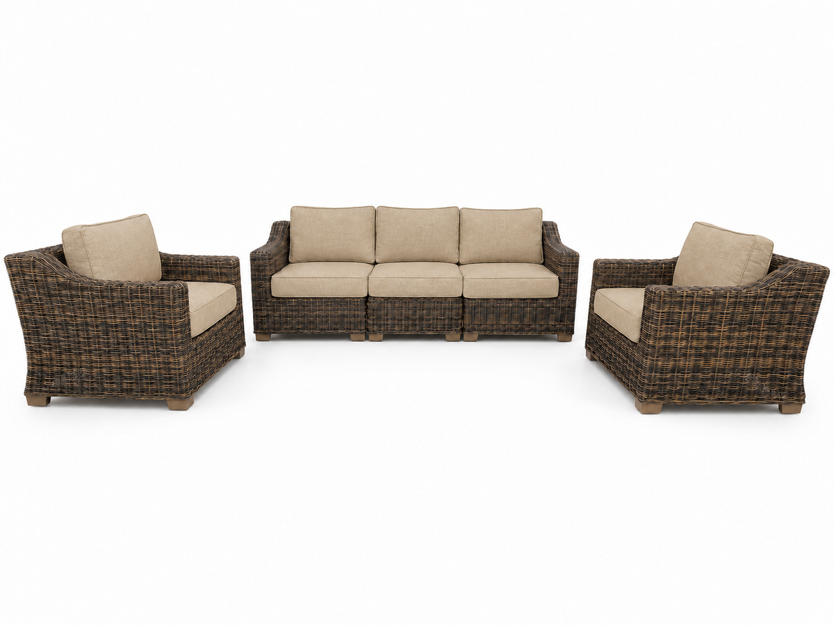 Seacoast – Outdoor Sofa Set in brown wicker, Spectrum Sand (48019)