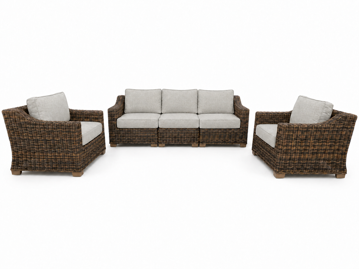 Seacoast – Outdoor Sofa Set in brown wicker, Canvas Granite (5402)