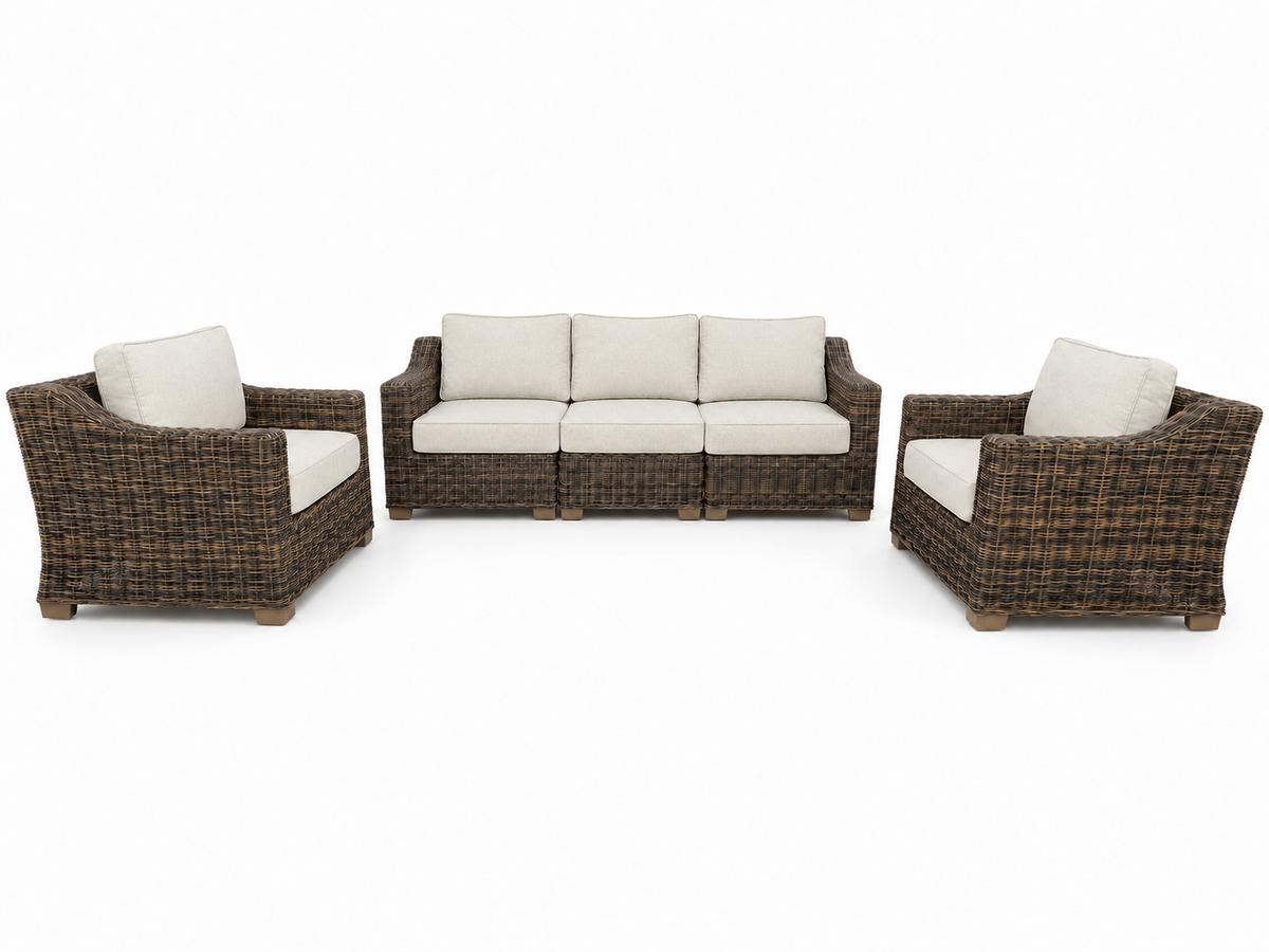 Seacoast – Outdoor Sofa Set in brown wicker, Canvas Canvas (5453)