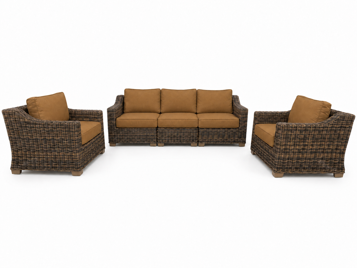 Seacoast – Outdoor Sofa Set in brown wicker, Canvas Teak (5488)