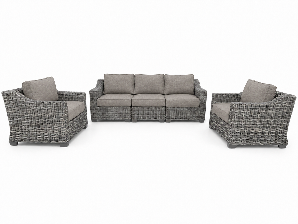 Seacoast – Outdoor Sofa Set in gray wicker, Cast Shale (40432)
