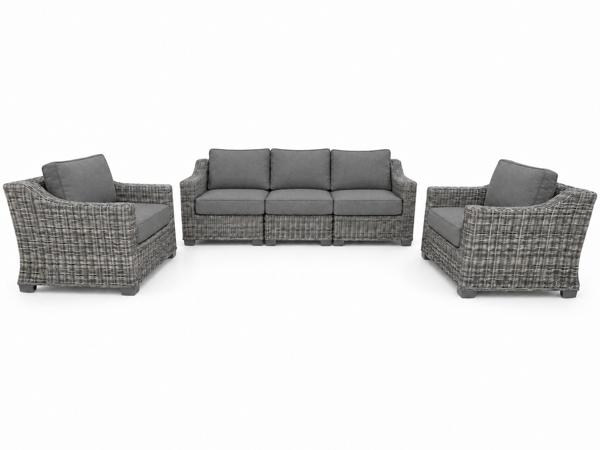 Seacoast – Outdoor Sofa Set in gray wicker, Cast Slate (40434)