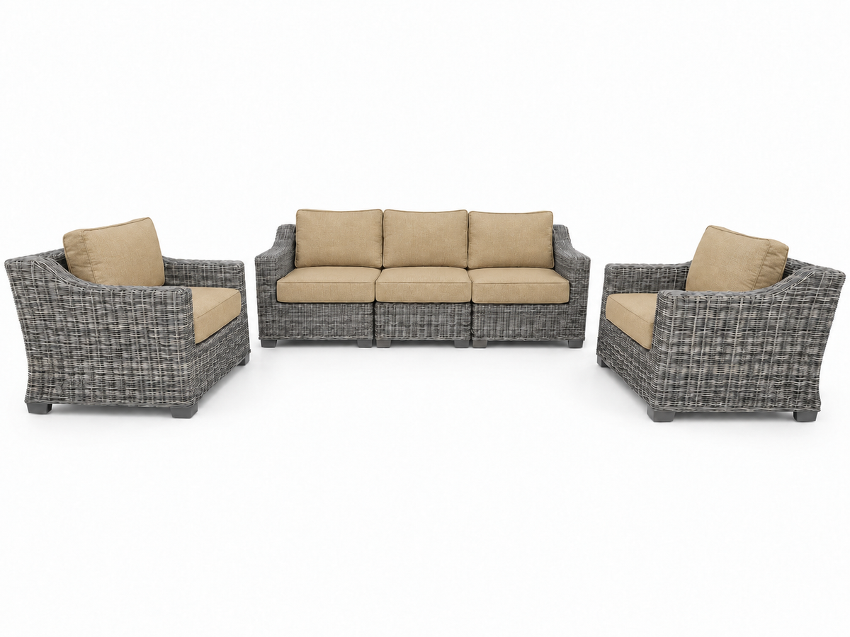 Seacoast – Outdoor Sofa Set in gray wicker, Spectrum Sand (48019)