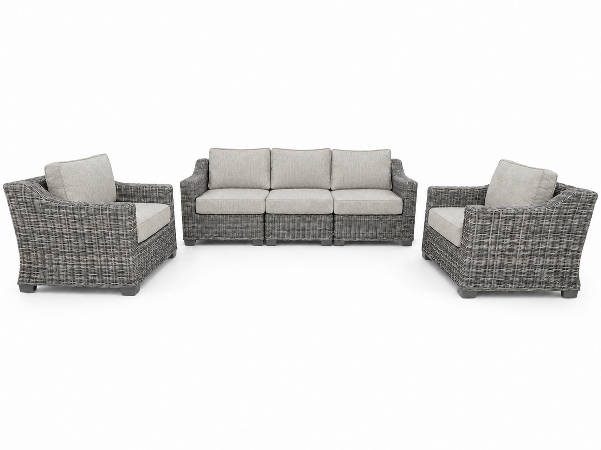 Seacoast – Outdoor Sofa Set in gray wicker, Canvas Granite (5402)