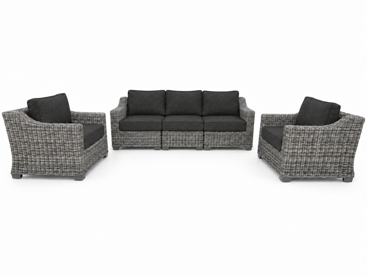 Seacoast – Outdoor Sofa Set in gray wicker, Canvas Black (5408)
