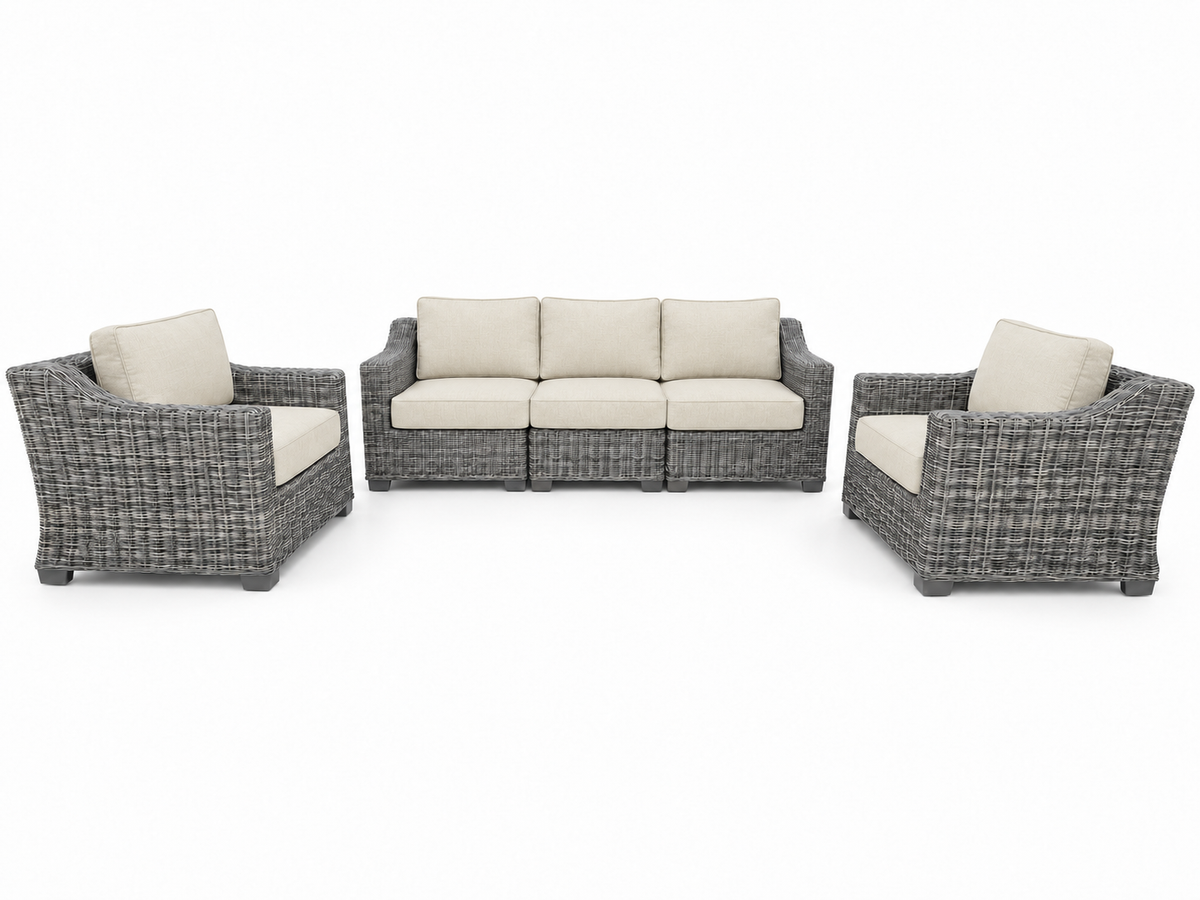 Seacoast – Outdoor Sofa Set in gray wicker, Canvas Canvas (5453)