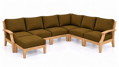 Mila Teak Outdoor U-Shape Sectional – 7 Piece in Sunbrella 5488 Canvas Teak | Jr's Patio San Diego
