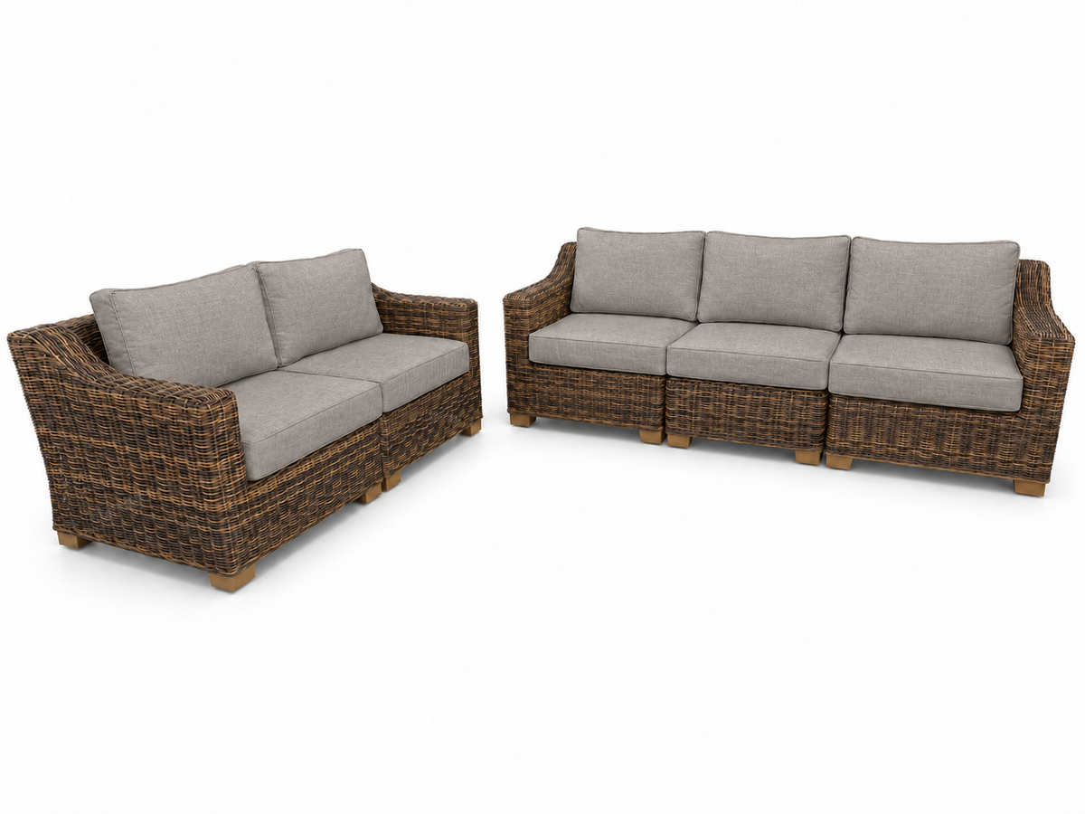 Seacoast – Sofa/Loveseat in brown wicker, Cast Shale (40432)