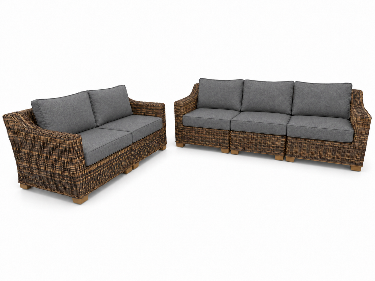 Seacoast – Sofa/Loveseat in brown wicker, Cast Slate (40434)