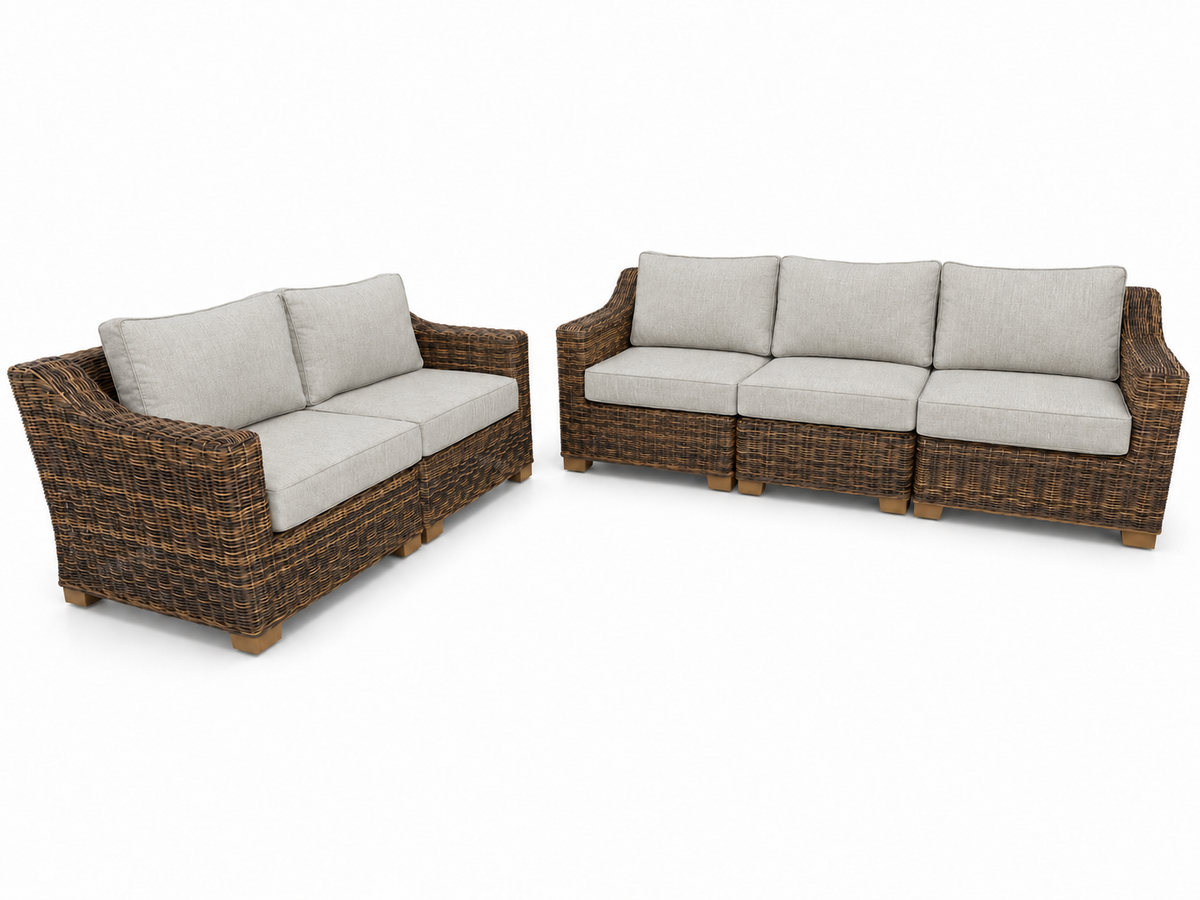 Seacoast – Sofa/Loveseat in brown wicker, Canvas Granite (5402)
