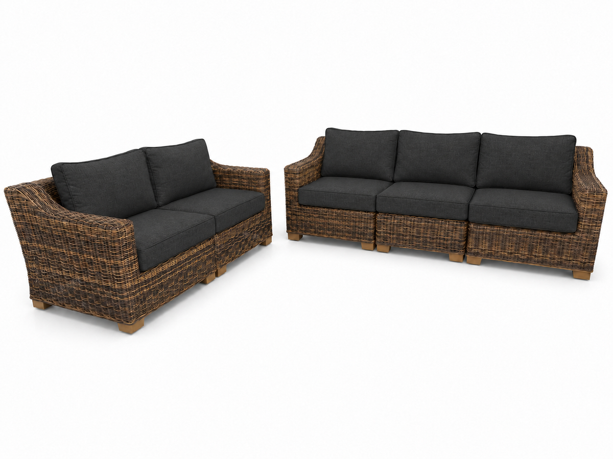 Seacoast – Sofa/Loveseat in brown wicker, Canvas Black (5408)