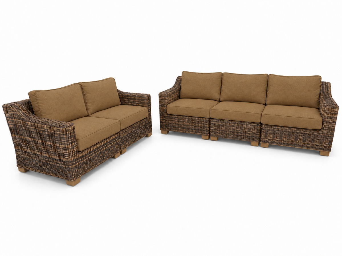 Seacoast – Sofa/Loveseat in brown wicker, Canvas Teak (5488)