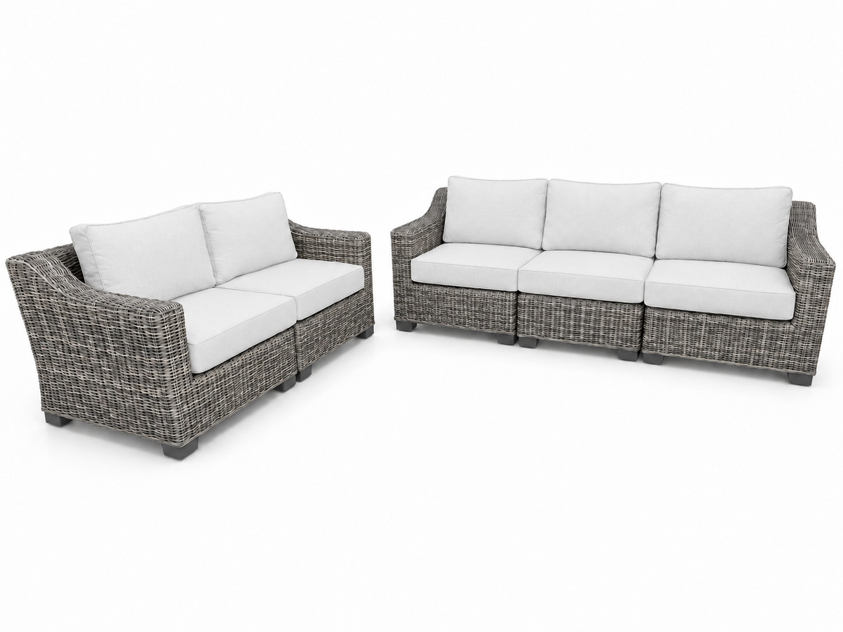 Seacoast – Sofa/Loveseat in gray wicker, Olefin White