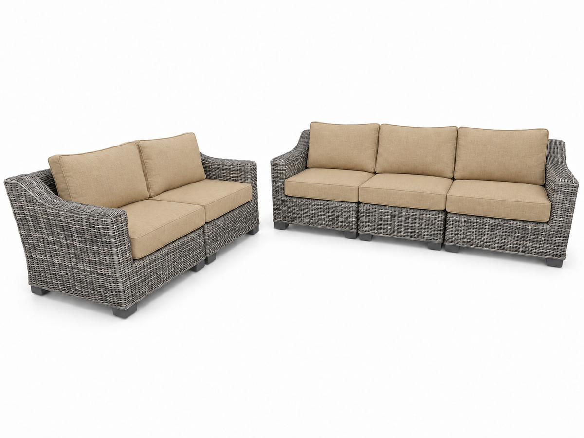 Seacoast – Sofa/Loveseat in gray wicker, Spectrum Sand (48019)