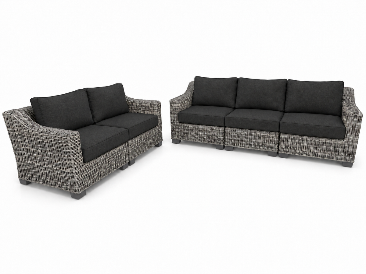 Seacoast – Sofa/Loveseat in gray wicker, Canvas Black (5408)