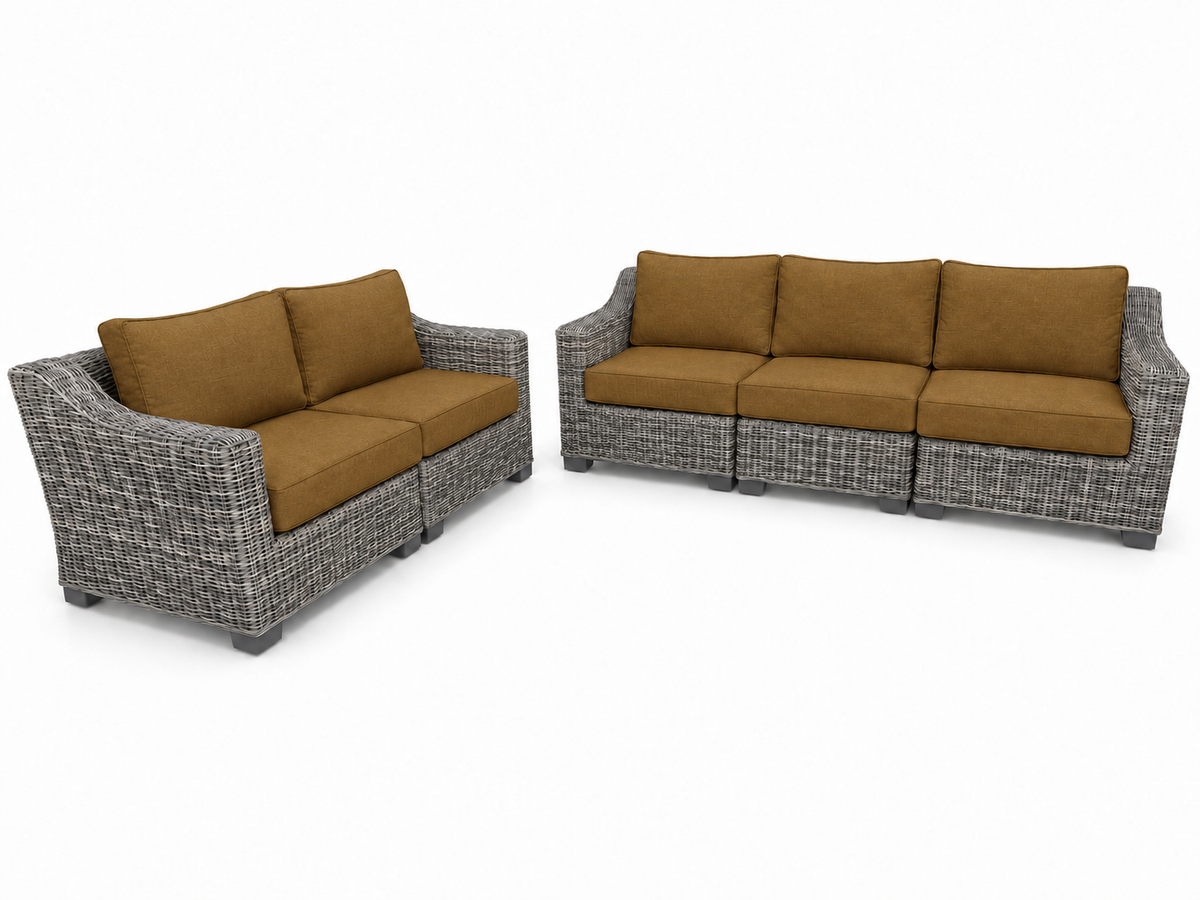 Seacoast – Sofa/Loveseat in gray wicker, Canvas Teak (5488)