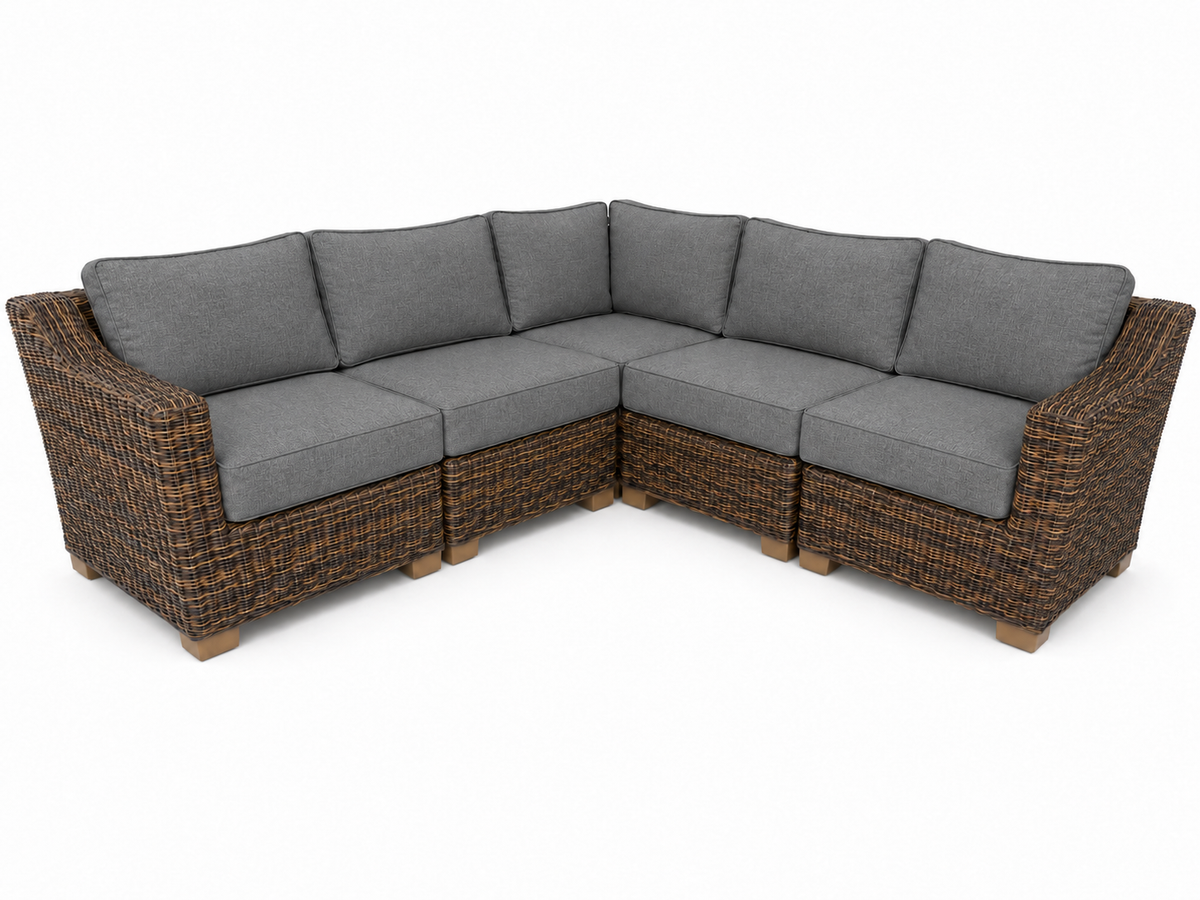 Seacoast – 8x8 Sectional in brown wicker, Cast Slate (40434)
