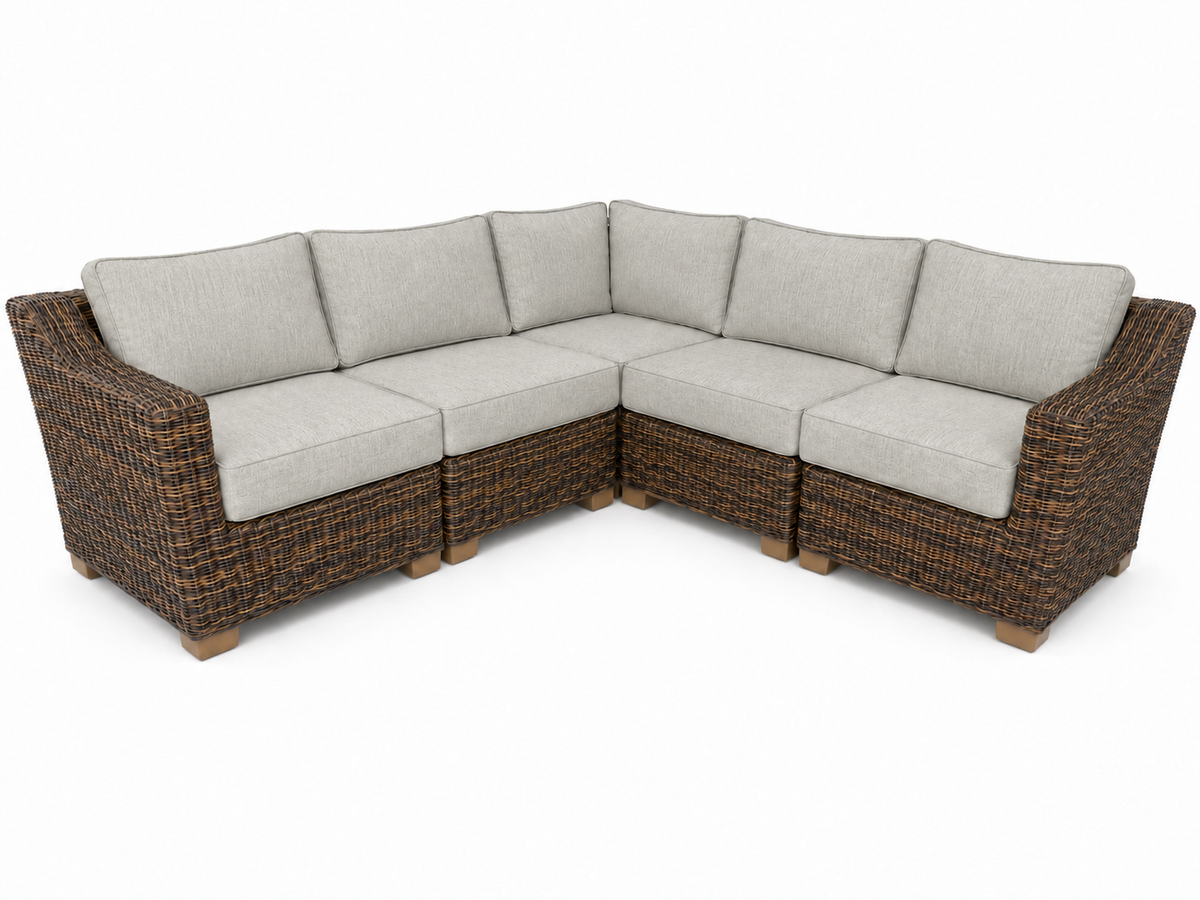 Seacoast – 8x8 Sectional in brown wicker, Canvas Granite (5402)