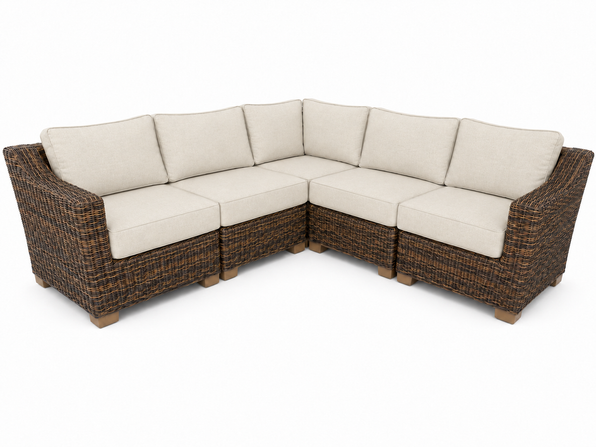 Seacoast – 8x8 Sectional in brown wicker, Canvas Canvas (5453)
