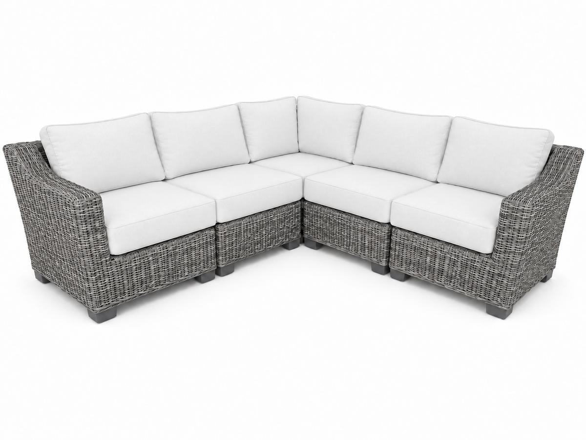 Seacoast – 8x8 Sectional in gray wicker, Olefin White