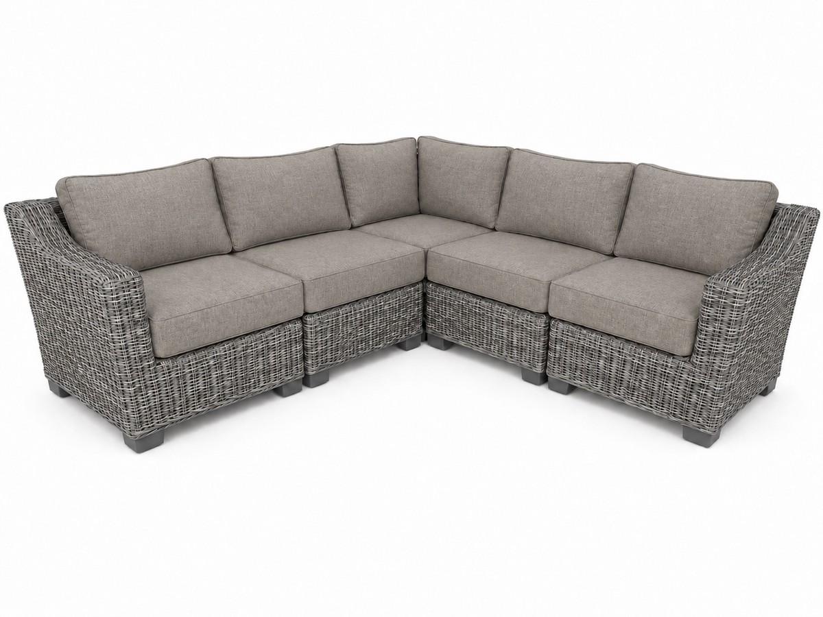 Seacoast – 8x8 Sectional in gray wicker, Cast Shale (40432)