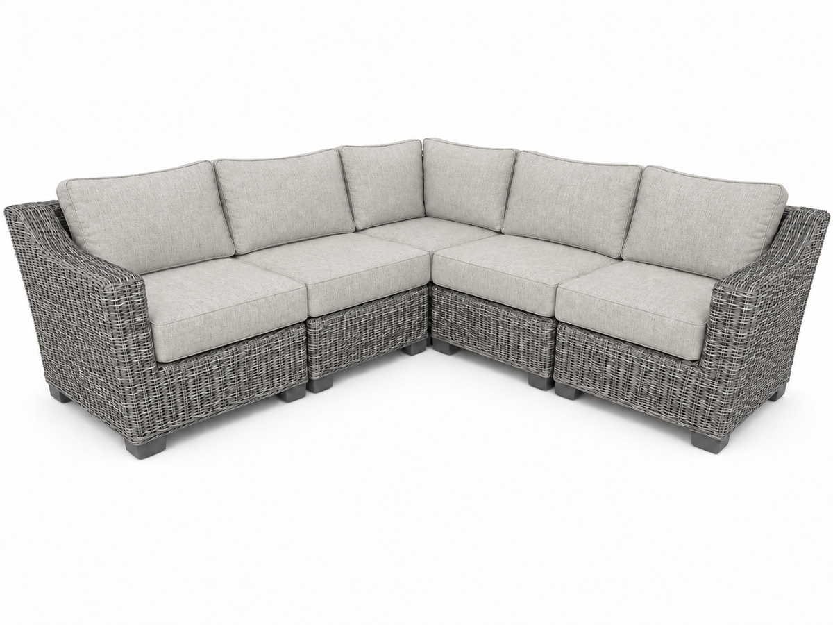 Seacoast – 8x8 Sectional in gray wicker, Canvas Granite (5402)