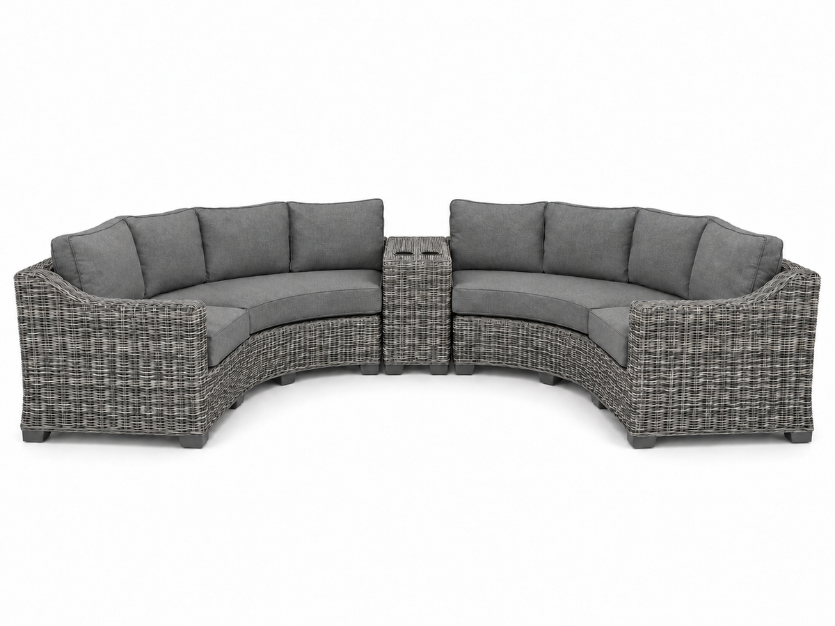 Seacoast – Curved Outdoor Set in gray wicker, Cast Slate (40434)