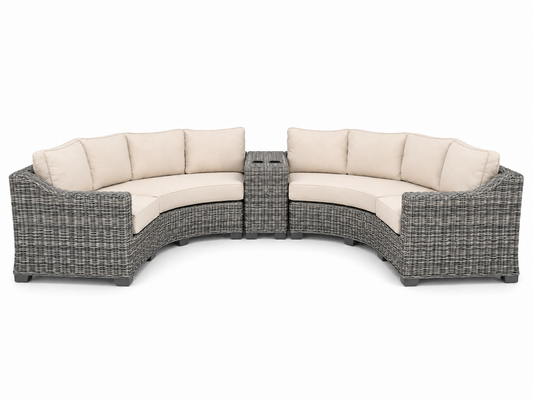Seacoast – Curved Outdoor Set in gray wicker