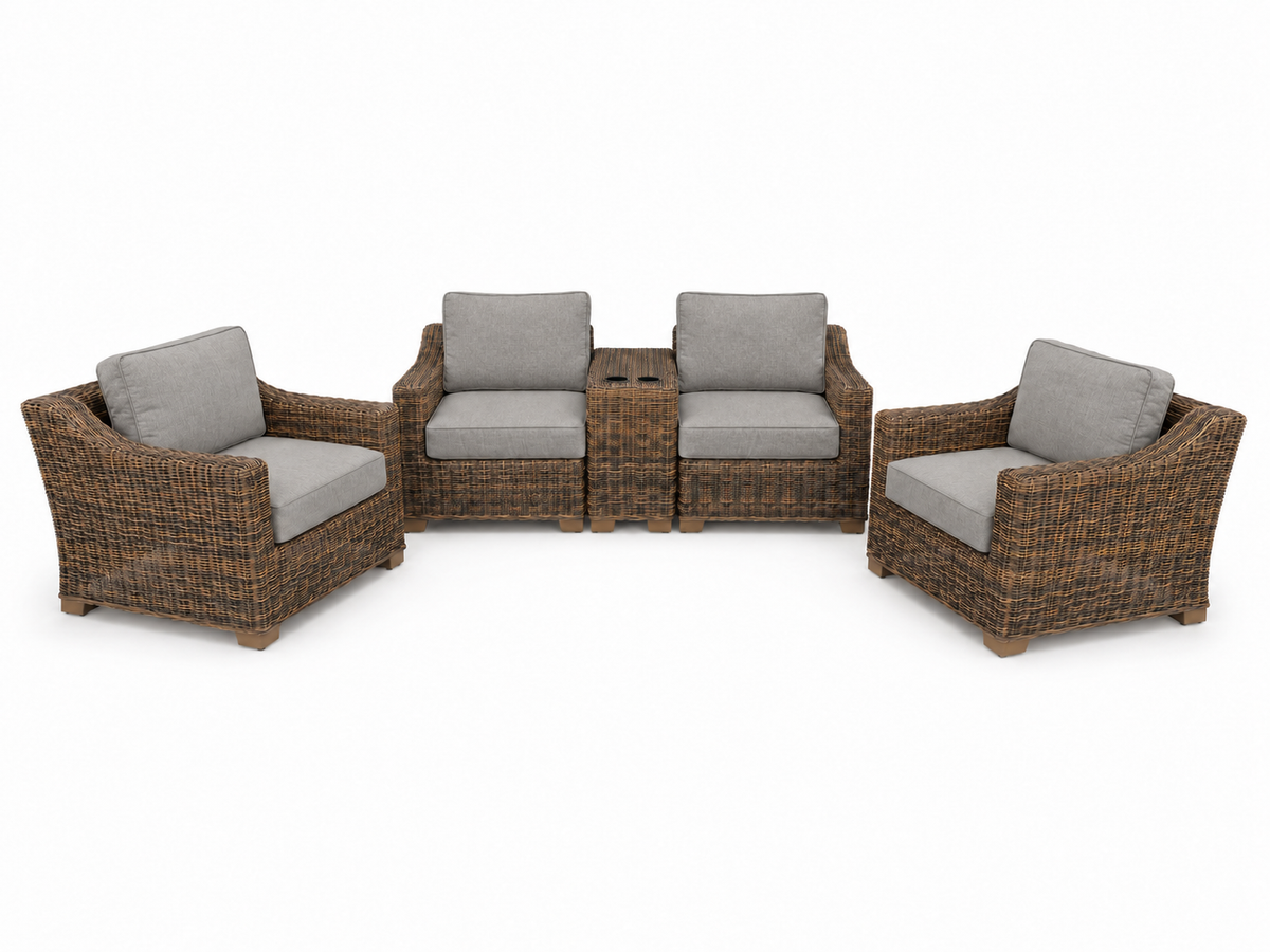 Seacoast – Loveseat Set in brown wicker, Cast Shale (40432)