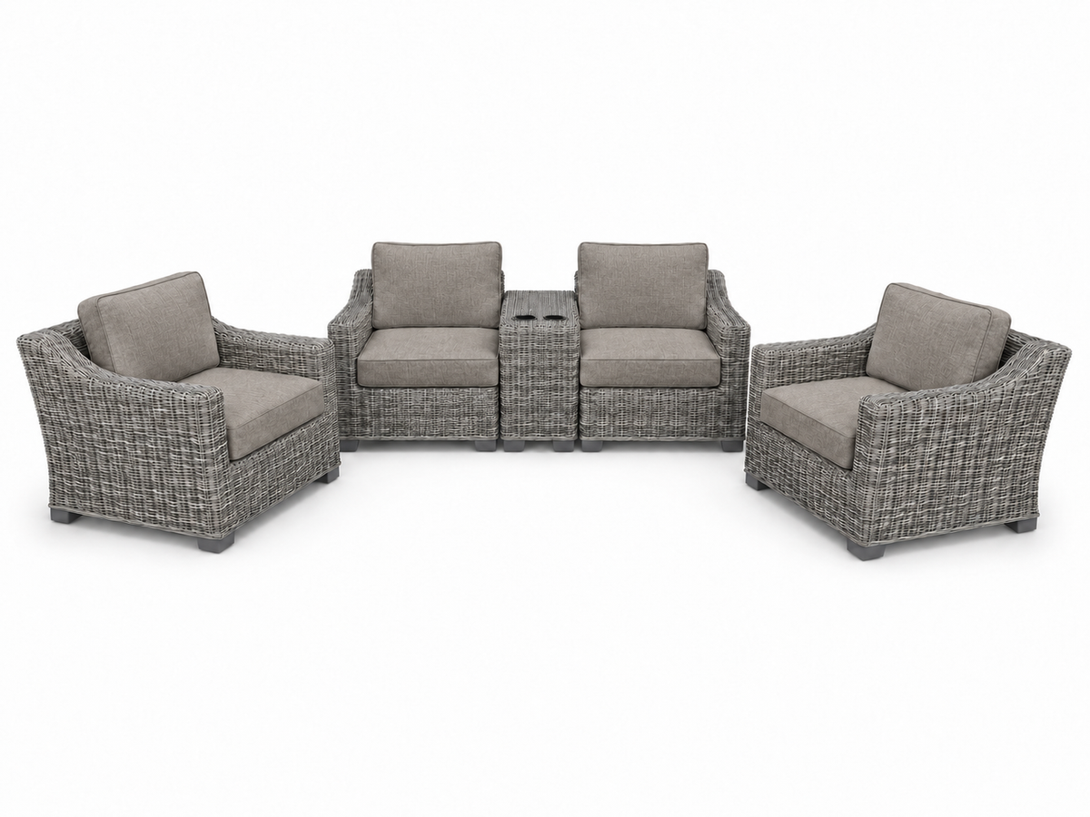 Seacoast – Loveseat Set in gray wicker, Cast Shale (40432)