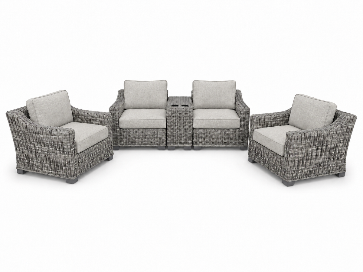 Seacoast – Loveseat Set in gray wicker, Canvas Granite (5402)