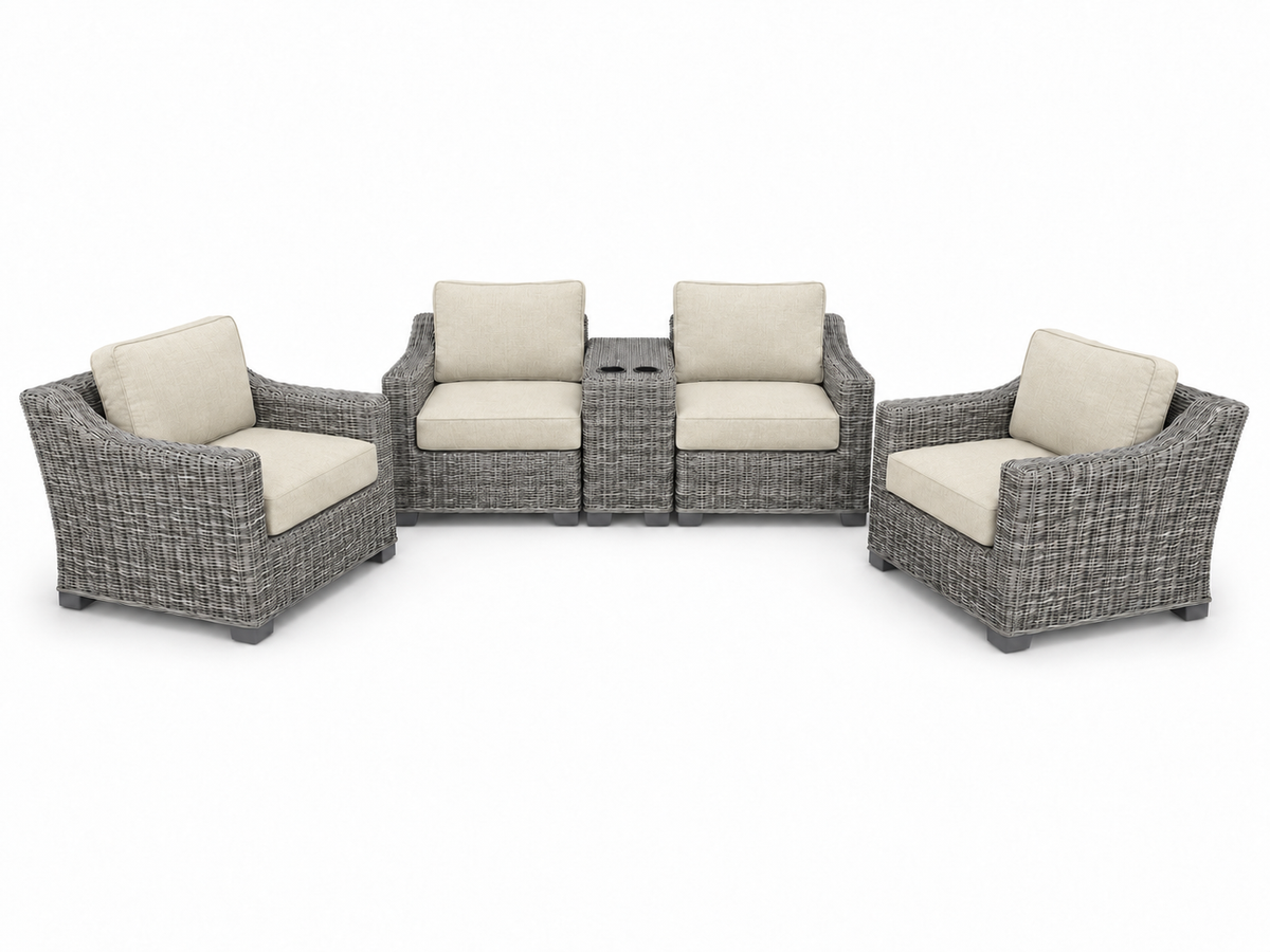 Seacoast – Loveseat Set in gray wicker, Canvas Canvas (5453)