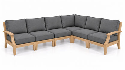 Mila Teak Outdoor Sectional – 6 Piece in Sunbrella 40434 Cast Slate | Jr's Patio San Diego
