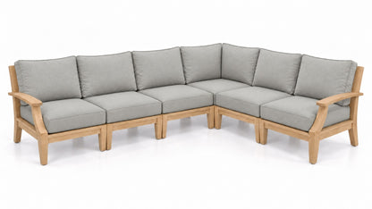 Mila Teak Outdoor Sectional – 6 Piece in Sunbrella 5402 Canvas Granite | Jr's Patio San Diego