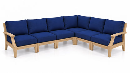 Mila Teak Outdoor Sectional – 6 Piece in Sunbrella 5439 Canvas Navy | Jr's Patio San Diego