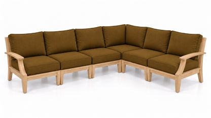 Mila Teak Outdoor Sectional – 6 Piece in Sunbrella 5488 Canvas Teak | Jr's Patio San Diego